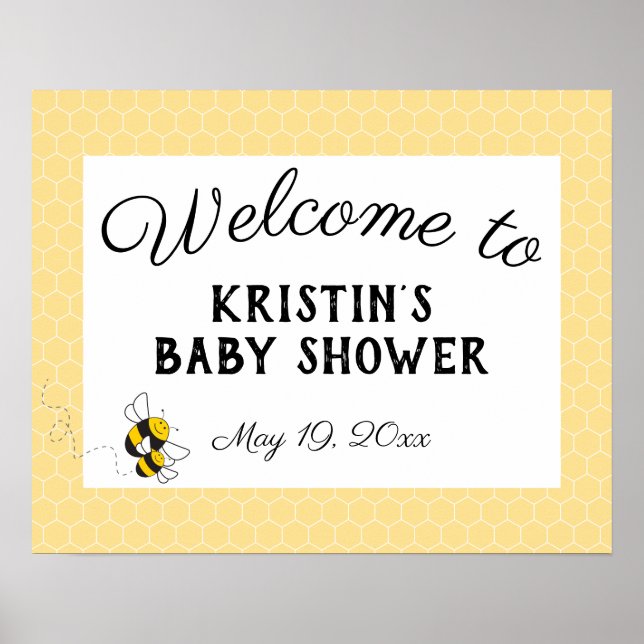 Bumblebee baby shower affiche de bienvenue - grand (Devant)