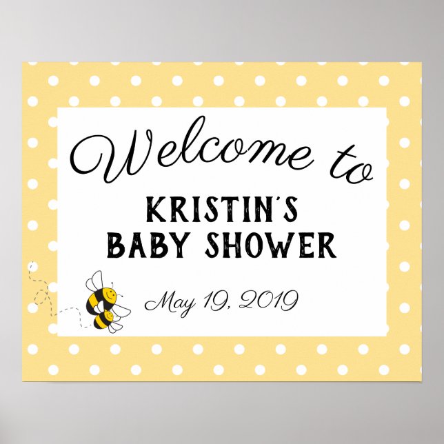 Bumblebee baby shower affiche de bienvenue - grand (Devant)