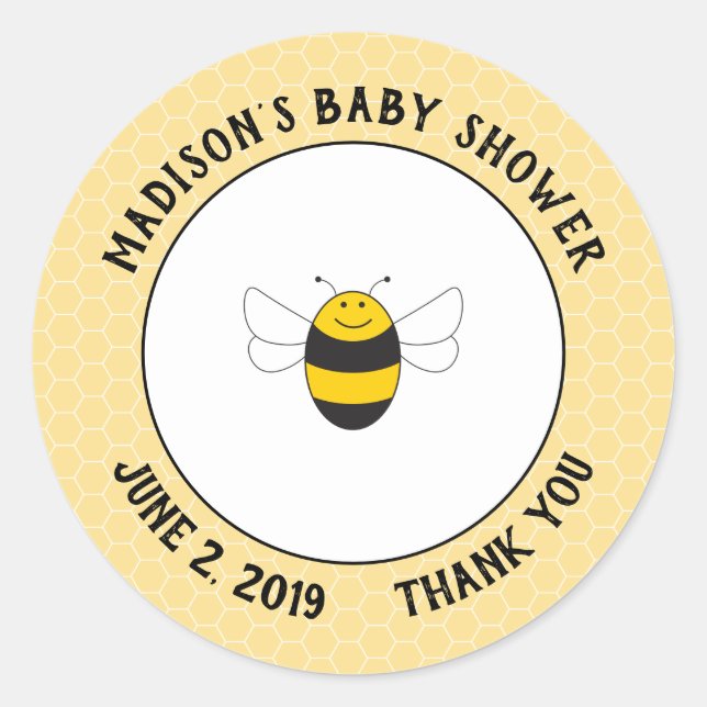 Bumblebee baby shower merci autocollants pour la f (Devant)