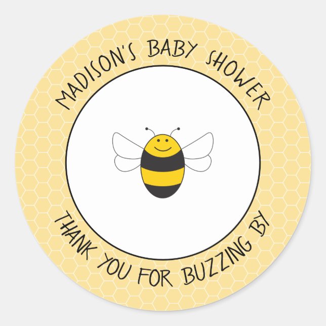 Bumblebee baby shower merci autocollants pour la f (Devant)