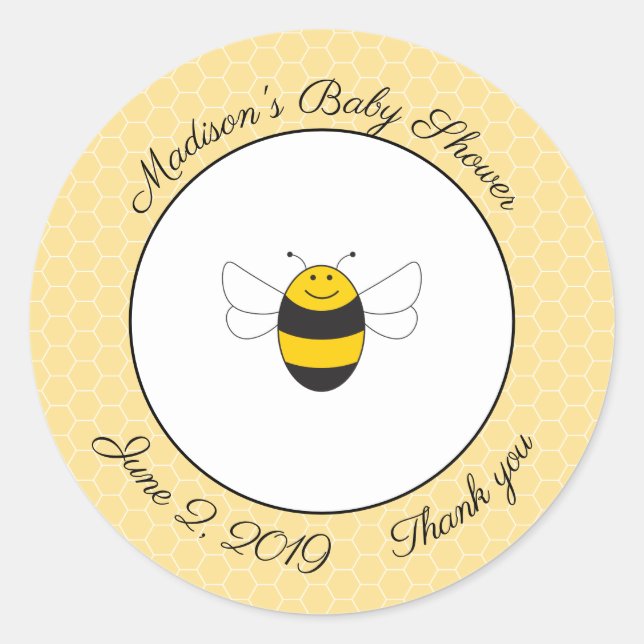 Bumblebee baby shower merci autocollants pour la f (Devant)