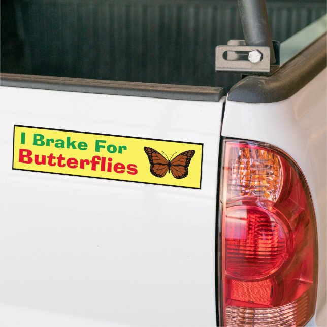 Bumper Sticker - Je freine pour les papillons (Sur camion)