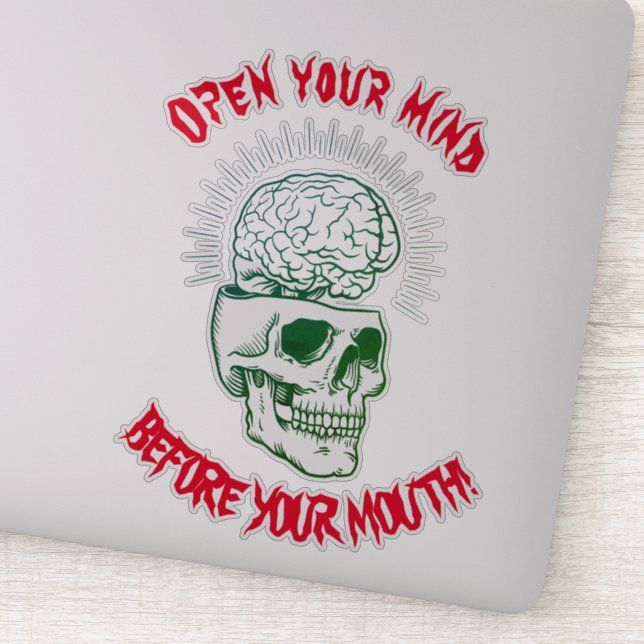 Bumper sticker Ouvrez votre esprit (Détail)
