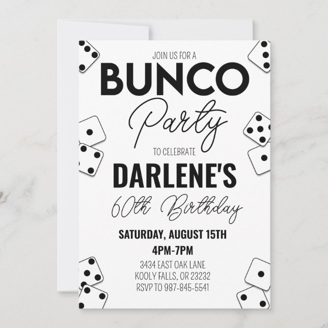 Bunco Invitation Anniversaire Moderne Simple (Devant)