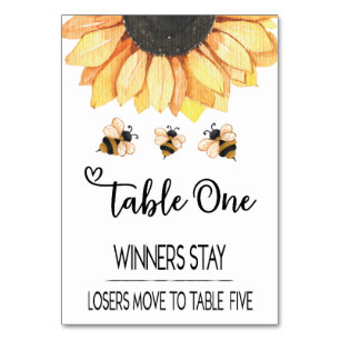 Bunco Sunflower Bee Carte de table 1 à 5