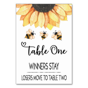 Bunco Sunflower Bee Carte Table One