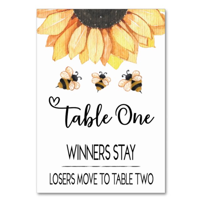Bunco Sunflower Bee Carte Table One (Par défaut)