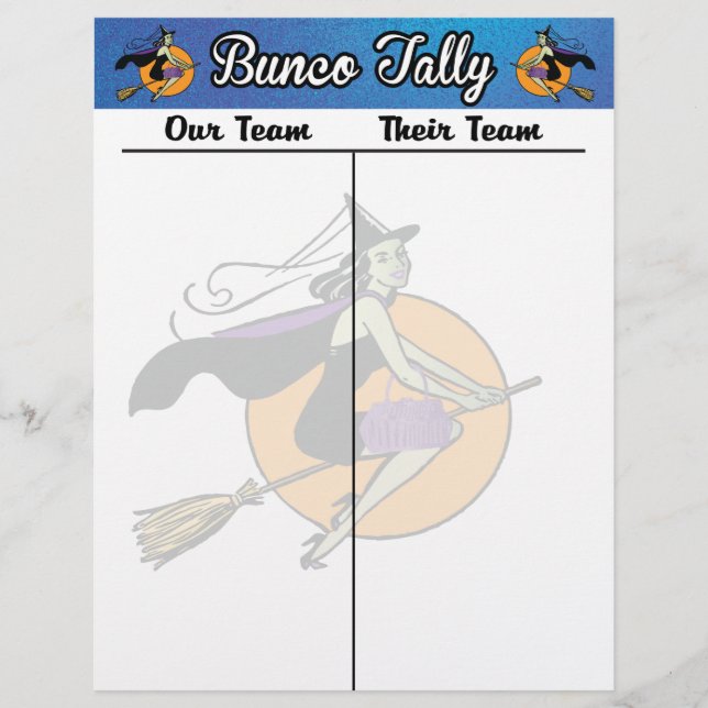 Bunco Tally Score Feuille Sortie Octobre Thème (Devant)