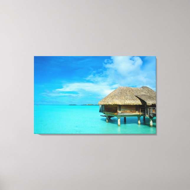 Bungalow sur Bora Bora imprimé toile (Recto)