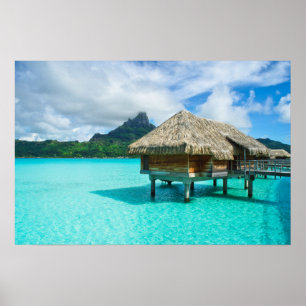 Bungalow sur l'eau, impression de poster de Bora B