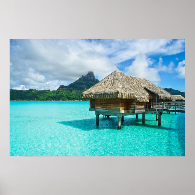 Bungalow sur l'eau, impression de poster de Bora B (Devant)