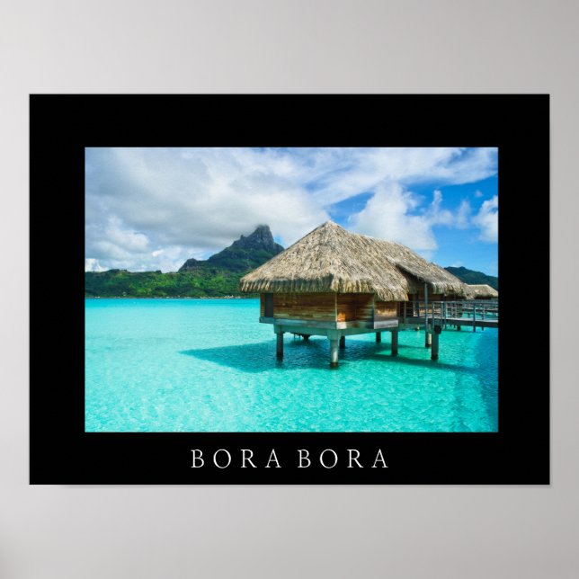 Bungalow sur l'eau, impression de poster texte Bor (Devant)