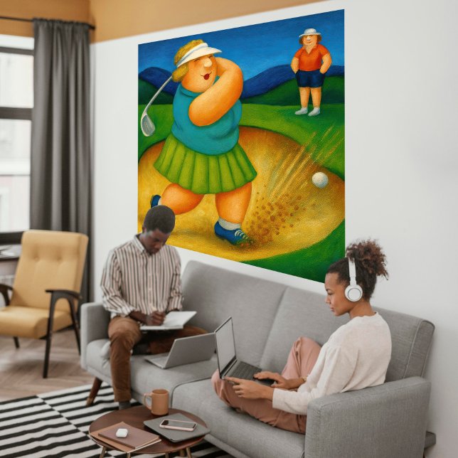 Bunker Trouble - Grande impression golf sur toile  (Bunker Trouble canvas print)