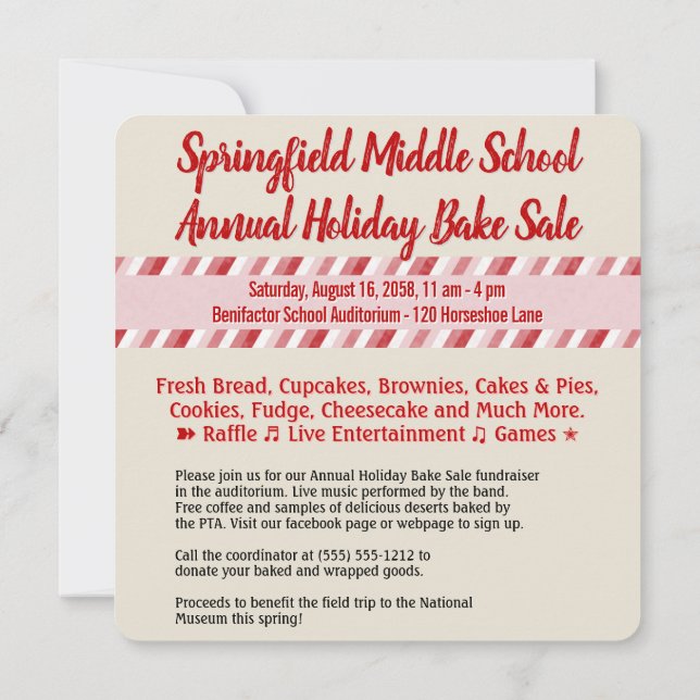 Bunnies de vente de gâteaux de vacances Faire-part (Dos)