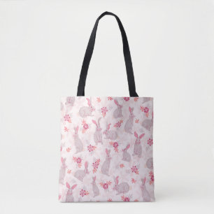 Bunnies en Sac fourre-tout de champ de fleurs