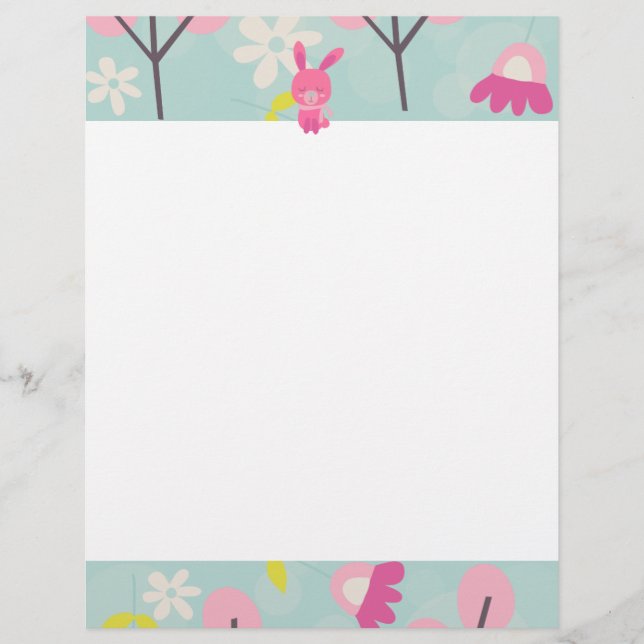 Bunnies et fleurs roses (Devant)