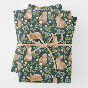 Bunnies mignons, Fleurs de amour et Feuille