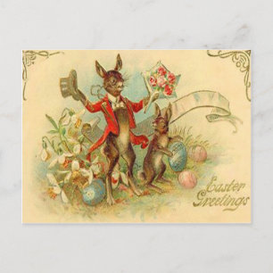 Bunnies Pâques vintages Carte Pâques