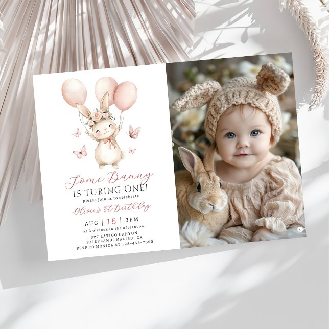 Bunny 1st Birthday Photo Invitation (Créateur téléchargé)