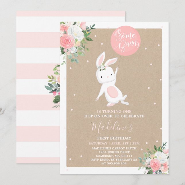 Bunny Anniversaire Invitation Un Bunny Anniversair (Devant / Derrière)