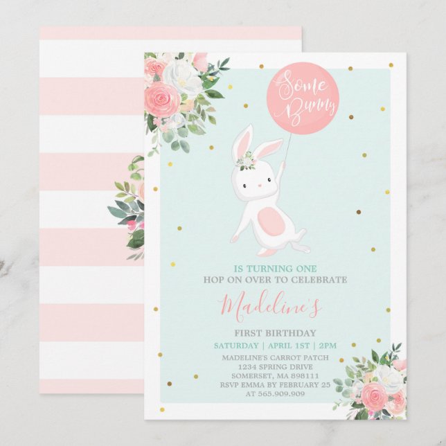 Bunny Anniversaire Invitation Un Bunny Anniversair (Devant / Derrière)