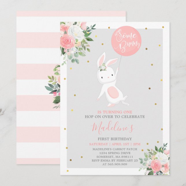 Bunny Anniversaire Invitation Un Bunny Anniversair (Devant / Derrière)