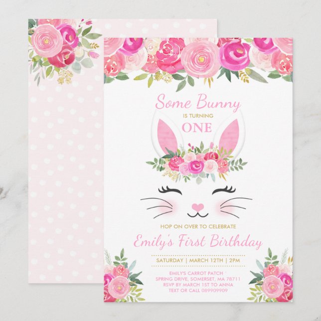 Bunny Anniversaire Invitation Un Bunny Anniversair (Devant / Derrière)