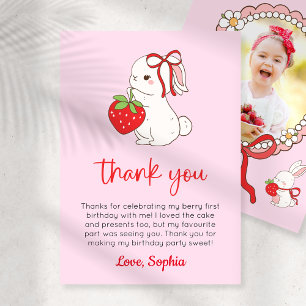 Bunny aux fraises Anniversaire Carte de remercieme