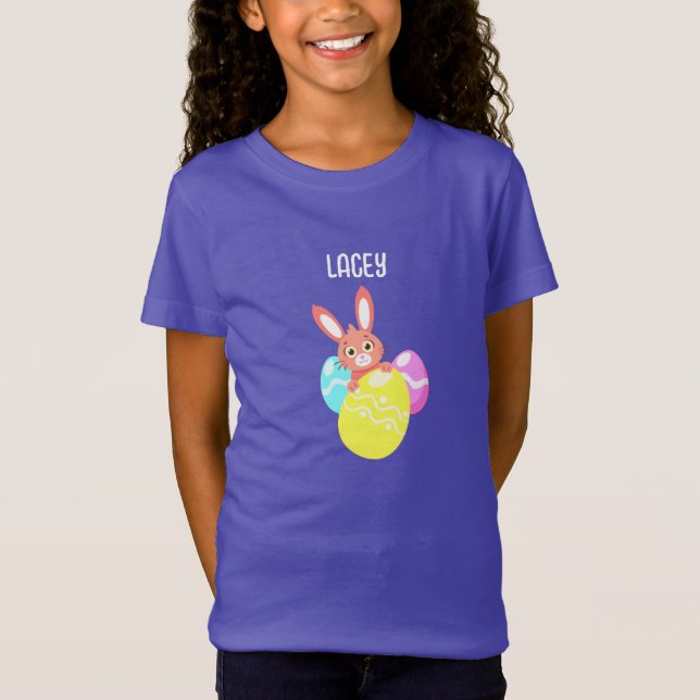 BUNNY AUX OEUFS COLORÉS T-shirt NOIR PERSONNALISÉ (Devant)