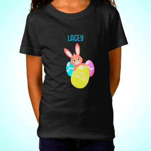 BUNNY AUX OEUFS COLORÉS T-shirt NOIR PERSONNALISÉ