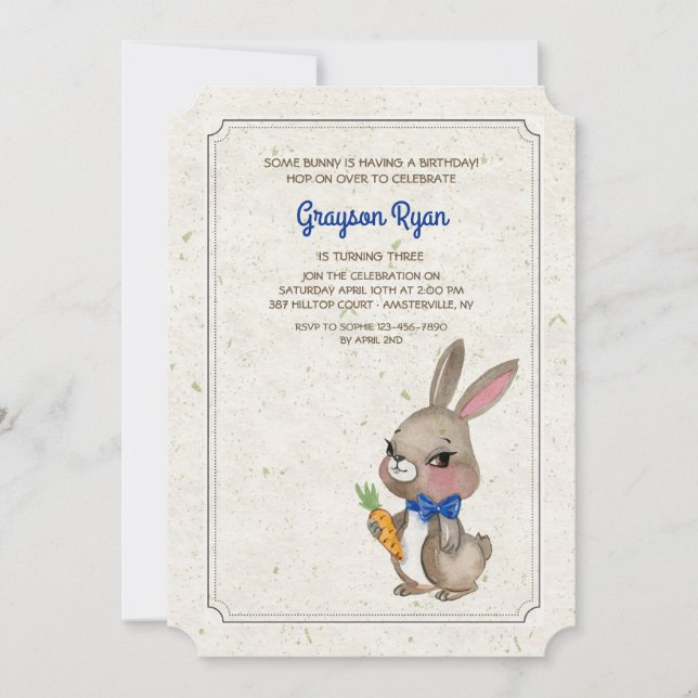 Bunny Avec Invitation Blue Bow (Devant)