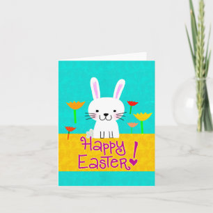 Bunny avec Tulips "Joyeux Pâques" Carte pour notes