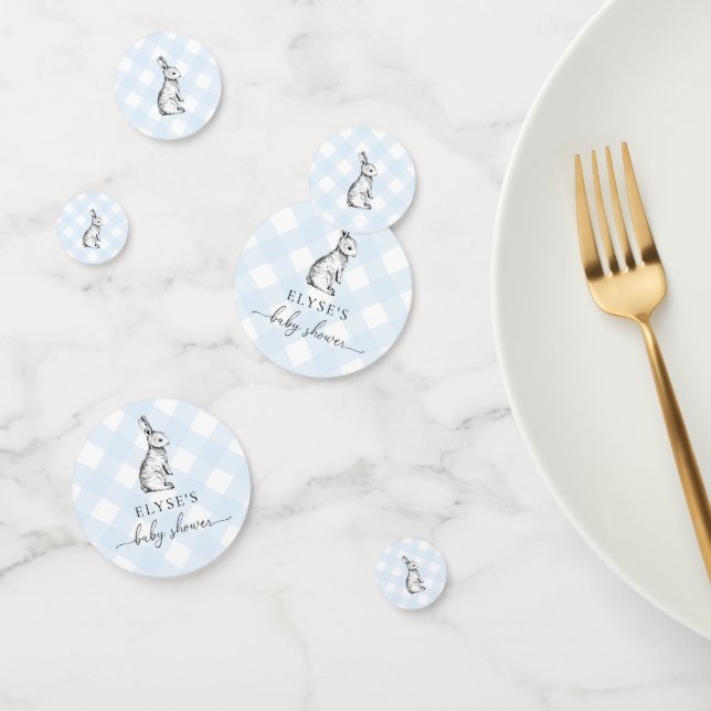 Bunny Baby shower Bleu En vichy Table Confetti (Groupe)