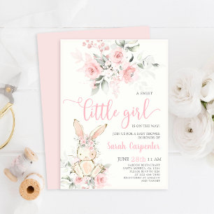 Bunny Baby shower fille invitation