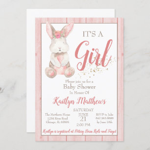 Bunny Baby shower Invitation pour la petite fille
