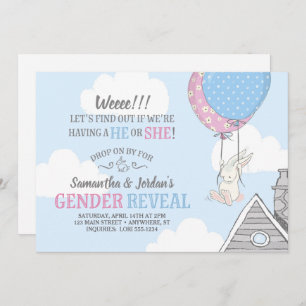 Bunny + Ballons Genre Reveillez Invitation