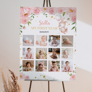 Bunny Balloon Anniversaire Photo Jalon Poster