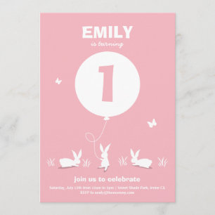  BUNNY BALLOON  Invitation Anniversaire de enfant 