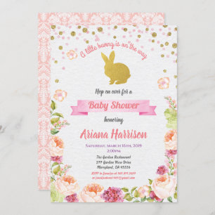 Bunny bébé fille douche invitation pour Pâques