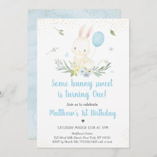 Bunny Blue Boy Green Invitation d'anniversaire
