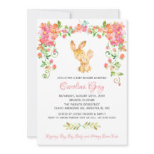 Bunny Boho Invitation Florale Baby shower rose