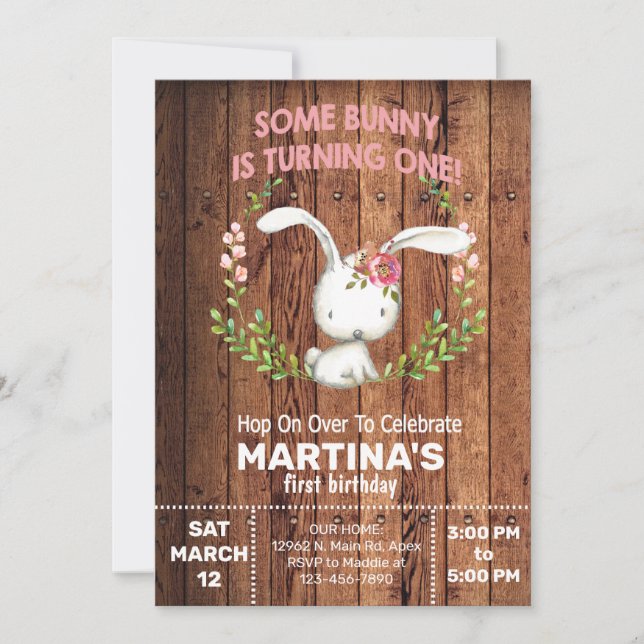 Bunny & bois fille invitation anniversaire, invita (Devant)