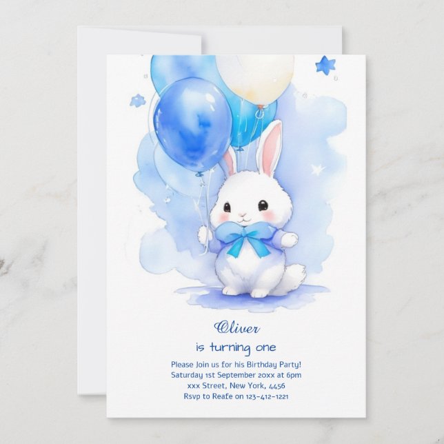 Bunny Boy Invitation d'anniversaire (Devant)
