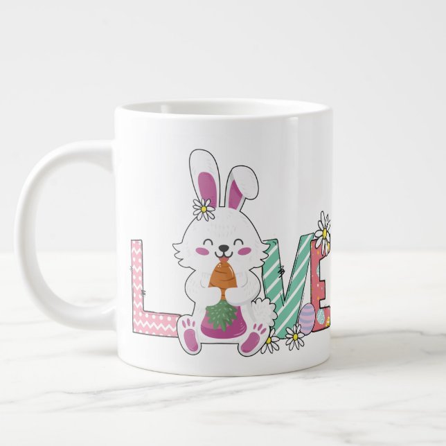 Bunny célèbre la fête de Pâques Giant Coffee Mug (Gauche)