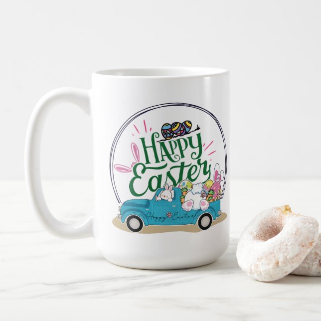 Bunny célèbre la Mug de café de la fête de Pâques (Avec donut)