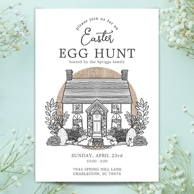 Bunny Cottage de Pâques OEufs de chasse Invitation (Créateur téléchargé)