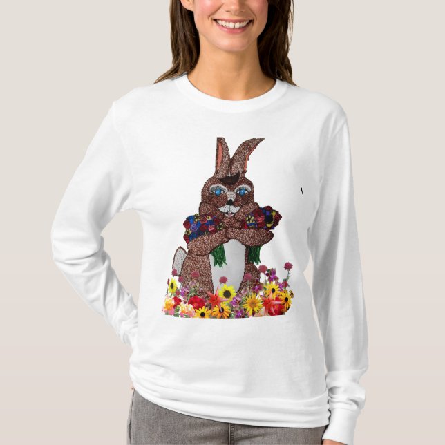 BUNNY DE PÂQUES AVEC T-shirt FLEURS (Devant)