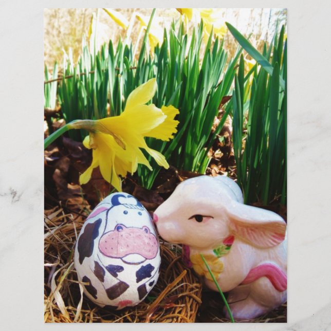 Bunny de Pâques embrasser Oeuf de vache (Devant)