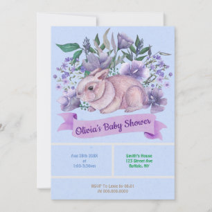 Bunny de Pâques Florales violettes Baby showers In