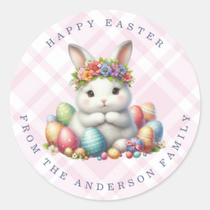 Bunny de Pâques Nom personnalisé Stickers ronds